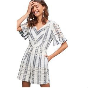 NWT Anthropologie Ett:Waa Striped Eyelet Romper in Size 2 | ANTHRO Romper in XS